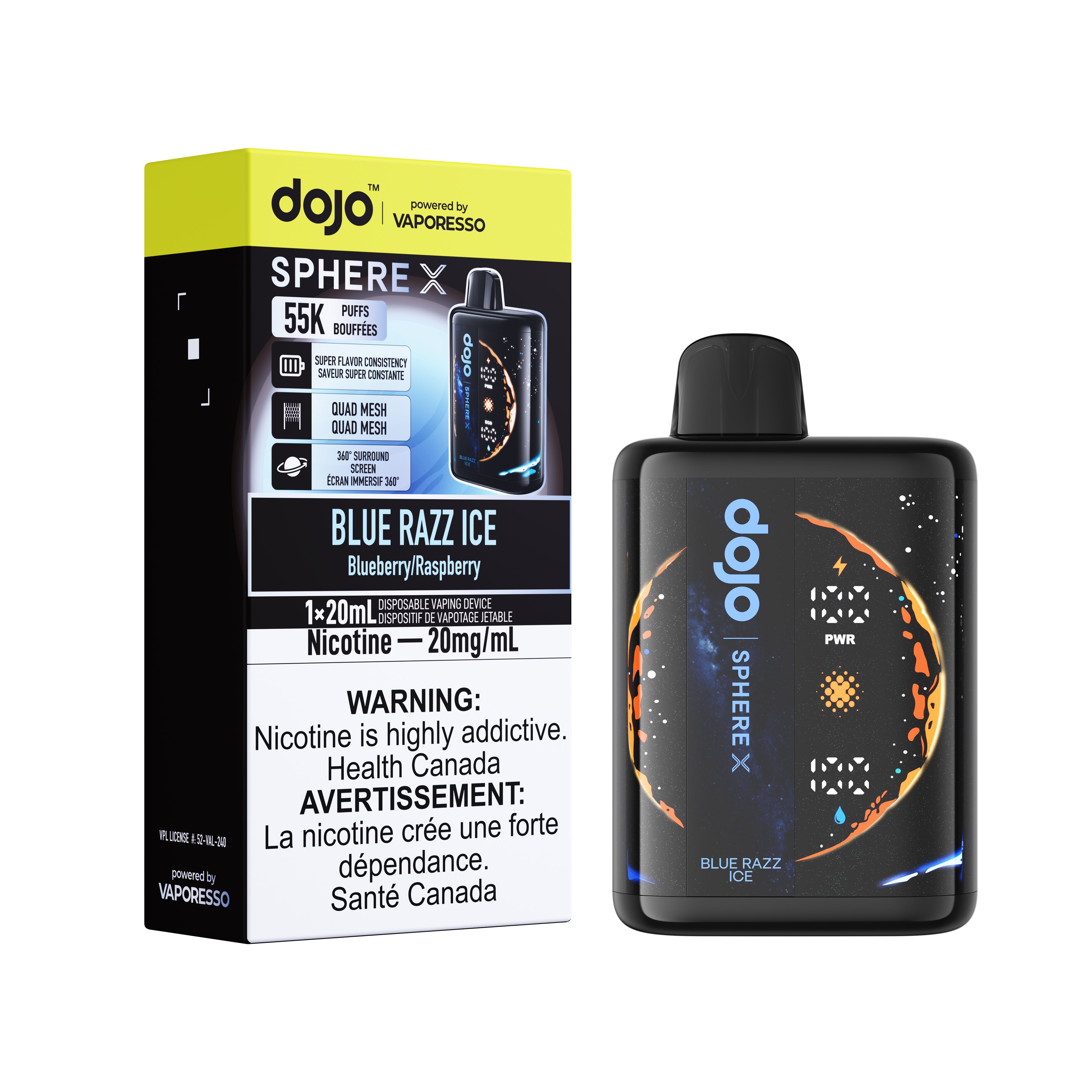 Blue Razz Ice Dojo Sphere X 55K Disposable Vape - VapeBest
