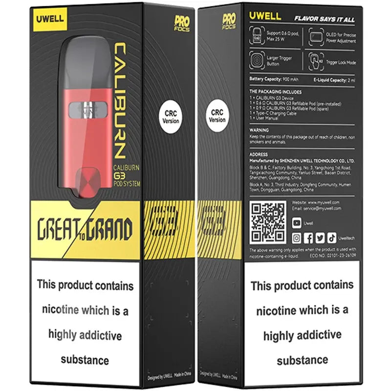 uwell caliburn g3 vape kit package