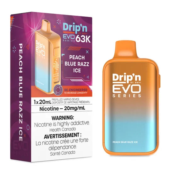 Peach Blue Razz Ice Drip'n by Envi EVO 63K Disposable Vape - VapeBest
