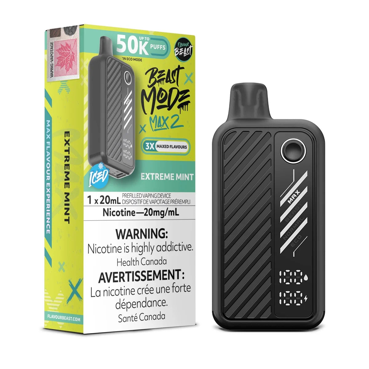 Extreme Mint Iced Flavour Beast Beast Mode Max 2 50K Disposable Vape - VapeBest