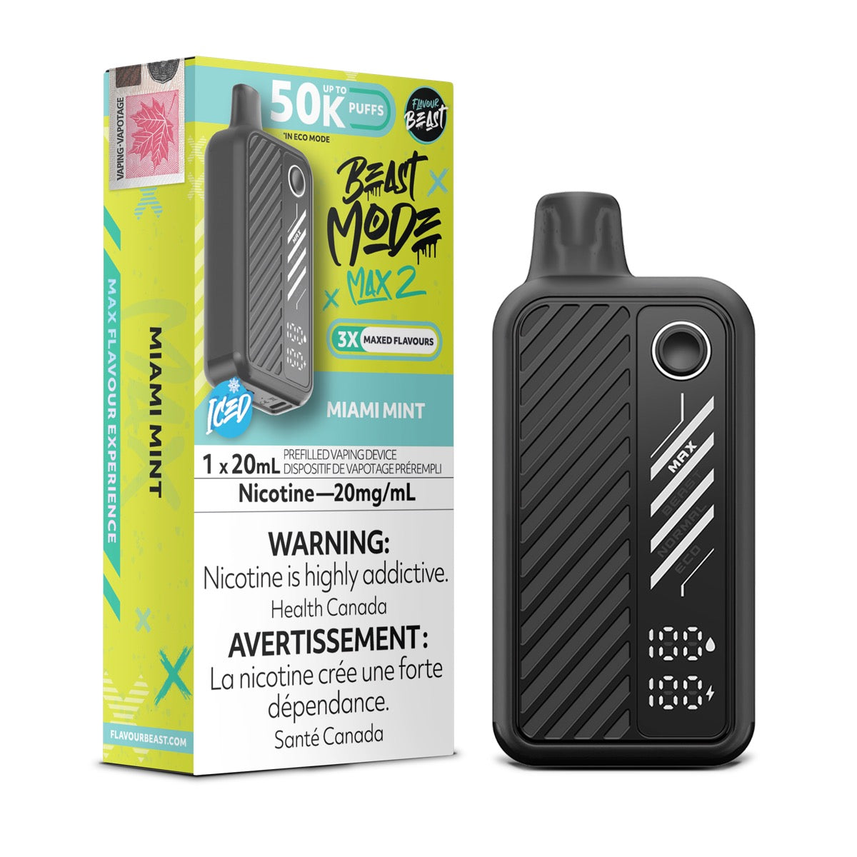 Miami Mint Iced Flavour Beast Beast Mode Max 2 50K Disposable Vape - VapeBest