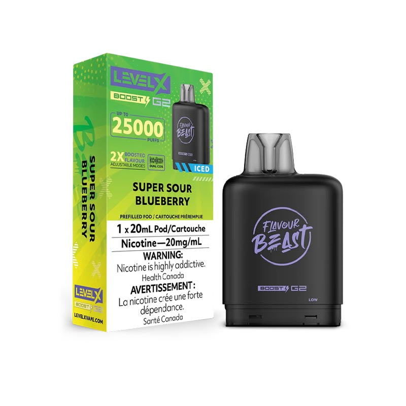 Super Sour Blueberry Iced - Level X Boost G2 Pods - VapeBest