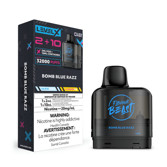 Bomb Blue Razz Flavour Beast Level X G2 2+10 - VapeBest