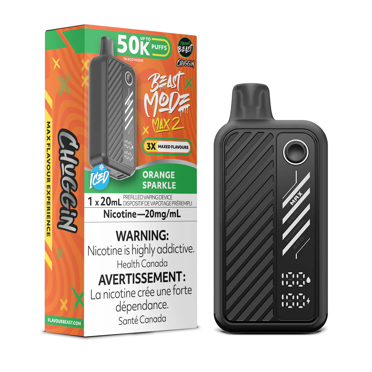 Orange Sparkle Iced Flavour Beast Beast Mode Max 2 50K Disposable Vape - VapeBest