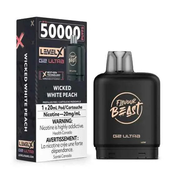 Wicked White Peach - Level X Flavour Beast G2 Ultra 50K Pod - VapeBest