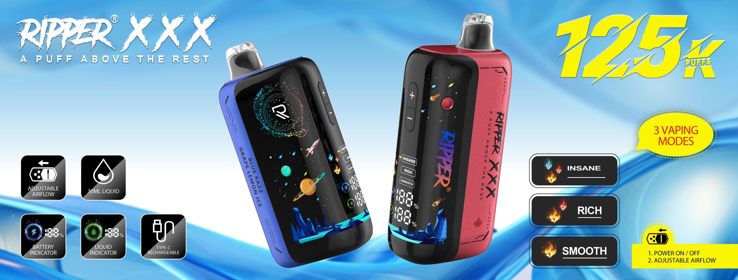 RufPuf Ripper XXX 125K Disposable Vape - 125,000 Puffs | 30mL