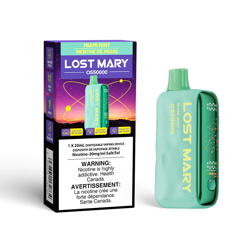 Miami Mint Flavour Lost Mary OS50000 Disposable Vape Miami Mint Flavour Lost Mary OS50000 Disposable Vape