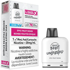 Level X vape pod packaging with white and black design on a white Flavour Beast Unleashed: Epic Fruit Bomb Iced (14mL)
background