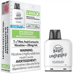 Vape pod packaging with Level X branding and product details.Level X Pod - Flavour Beast Unleashed: Epic Honeydew ...