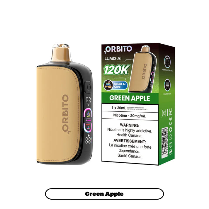 Green Apple Orbito Lumo AI 120K Disposable Vap (20mg) - VapeBest