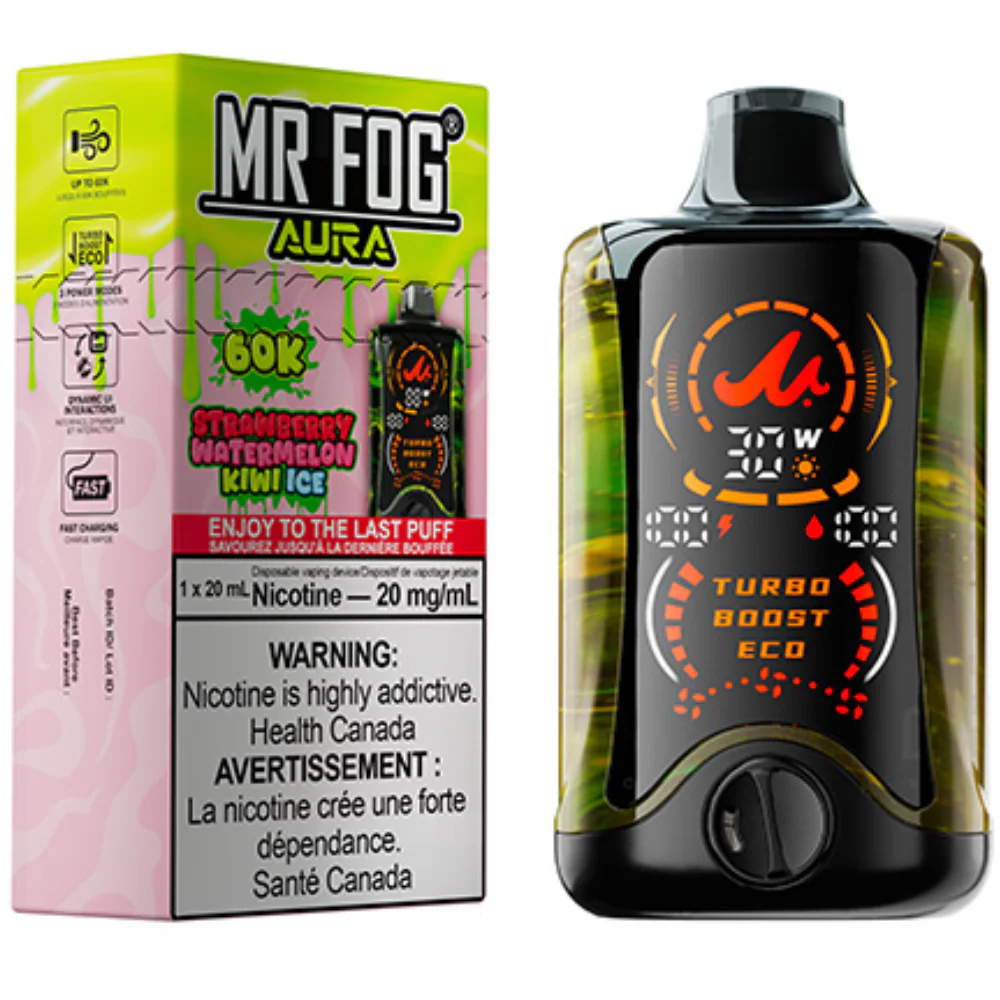 Strawberry Watermelon Kiwi Ice Mr. Fog Aura 60K Disposable Vape Strawberry Watermelon Kiwi Ice Mr. Fog Aura 60K Disposable Vape