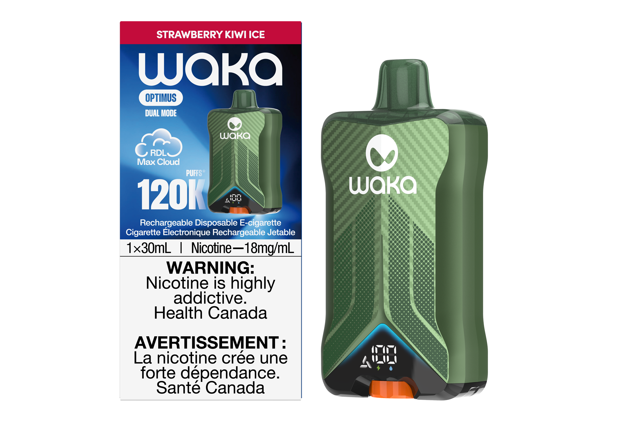 Strawberry Kiwi Ice WAKA Optimus 120K Device