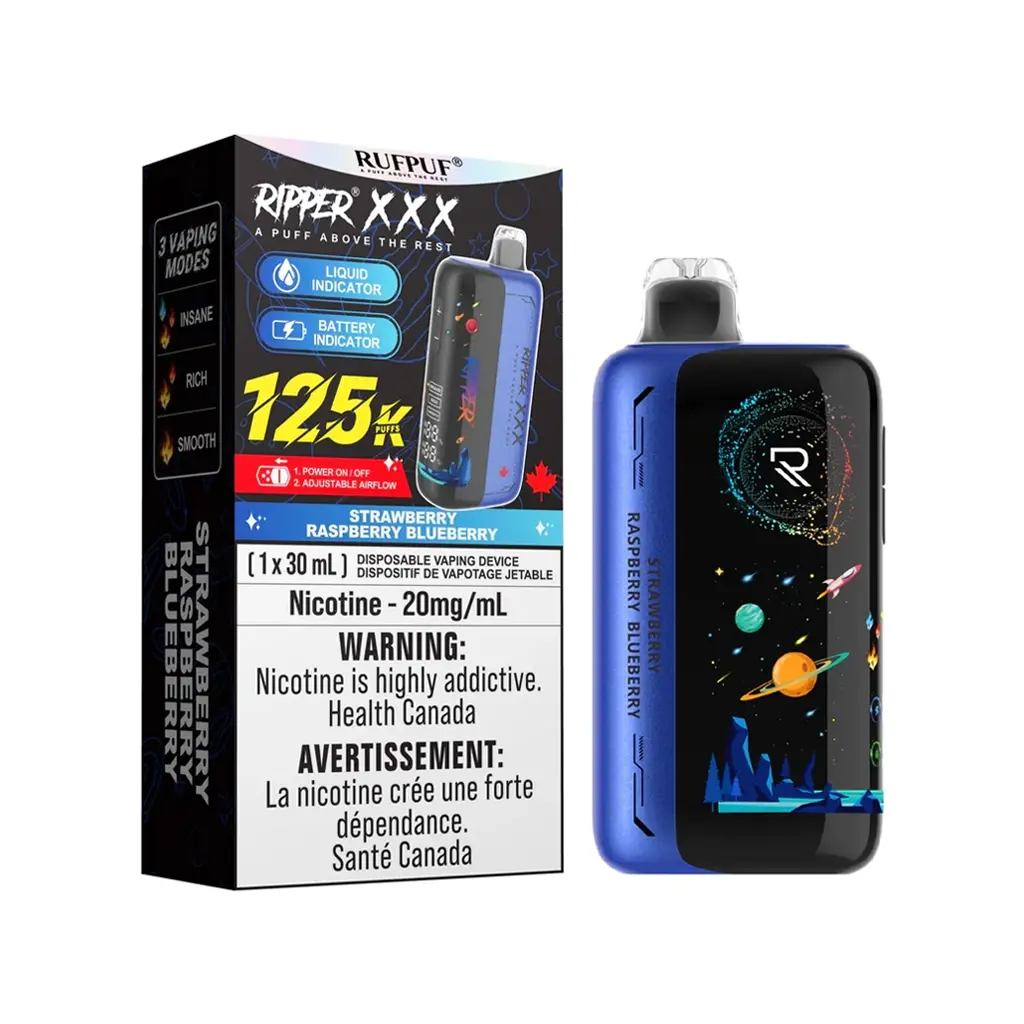 Strawberry Raspberry Blueberry Rufpuf Ripper XXX 125K Disposable Vape - VapeBest