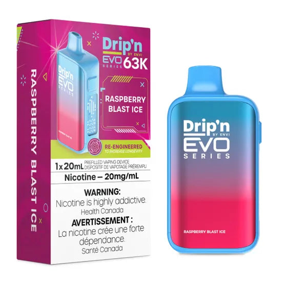 Raspberry Blast Ice Drip'n by Envi EVO 63K Disposable Vape