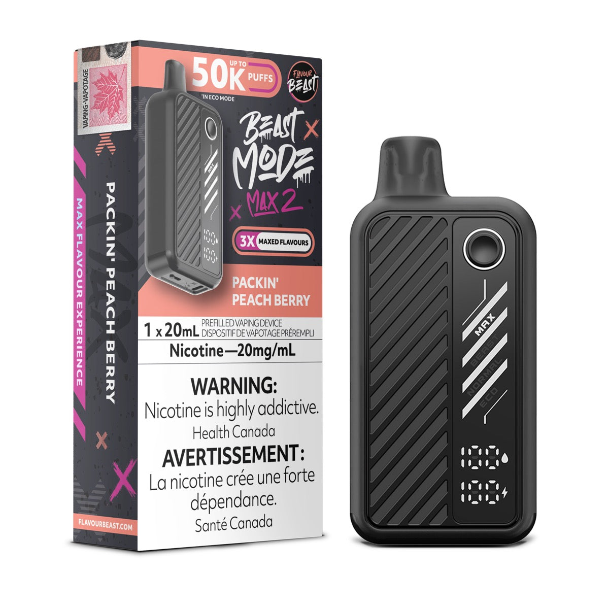 Packin' Peach Berry Flavour Beast Beast Mode Max 2 50K Disposable Vape