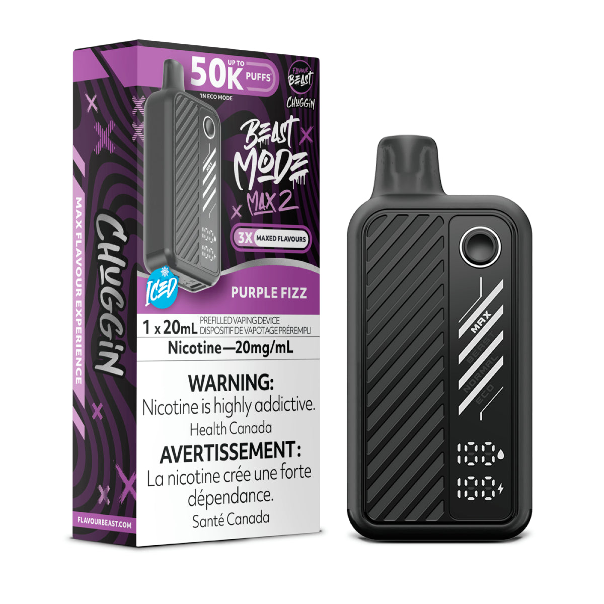 Purple Fizz Iced Flavour Beast Beast Mode Max 2 50K Disposable Vape