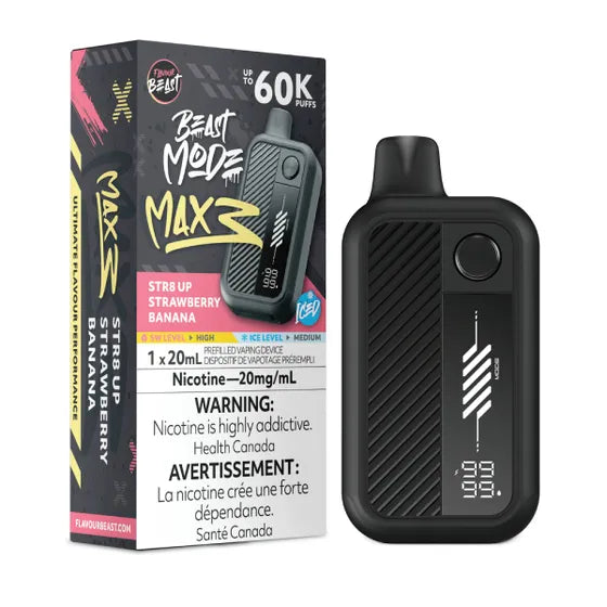 STR8 UP Strawberry Banana Iced Flavour Beast Mode Max 3 60K Disposable Vape