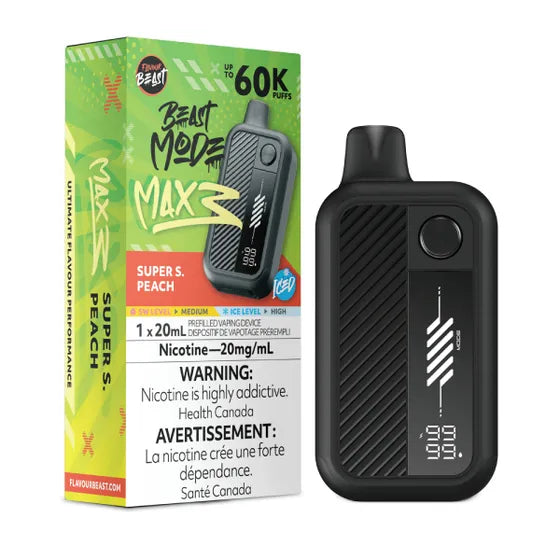 Super S. Peach Iced Flavour Beast Mode Max 3 60K Disposable Vape