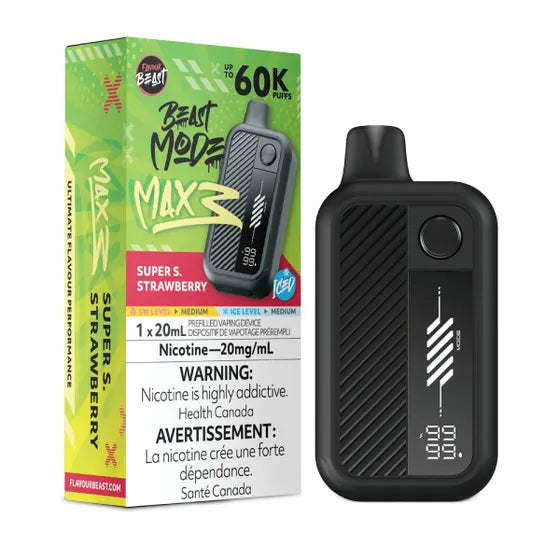 Super S. Strawberry Iced Flavour Beast Mode Max 3 60K Disposable Vape