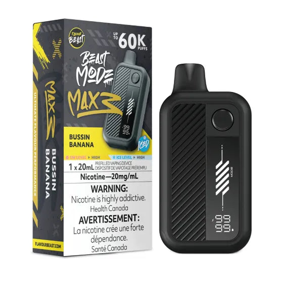Bussin' Banana Iced Flavour Beast Mode Max 3 60K Disposable Vape - VapeBest
