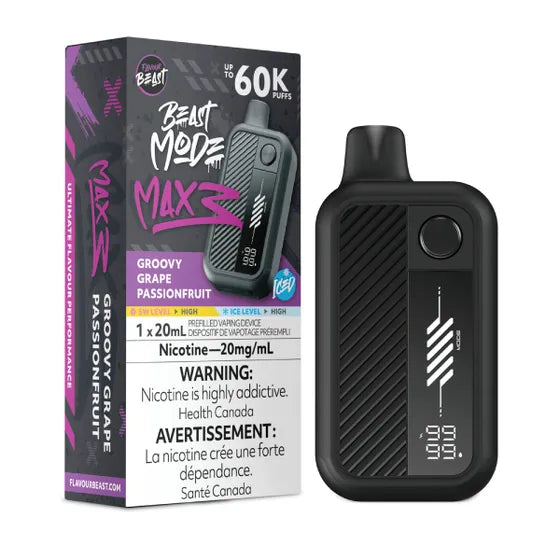 Groovy Grape Passionfruit Iced Flavour Beast Mode Max 3 60K Disposable Vape - VapeBest