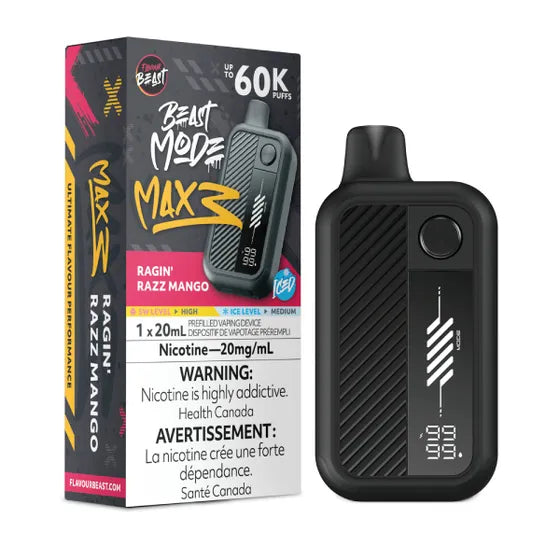 Ragin' Razz Mango Iced Flavour Beast Mode Max 3 60K Disposable Vape - VapeBest