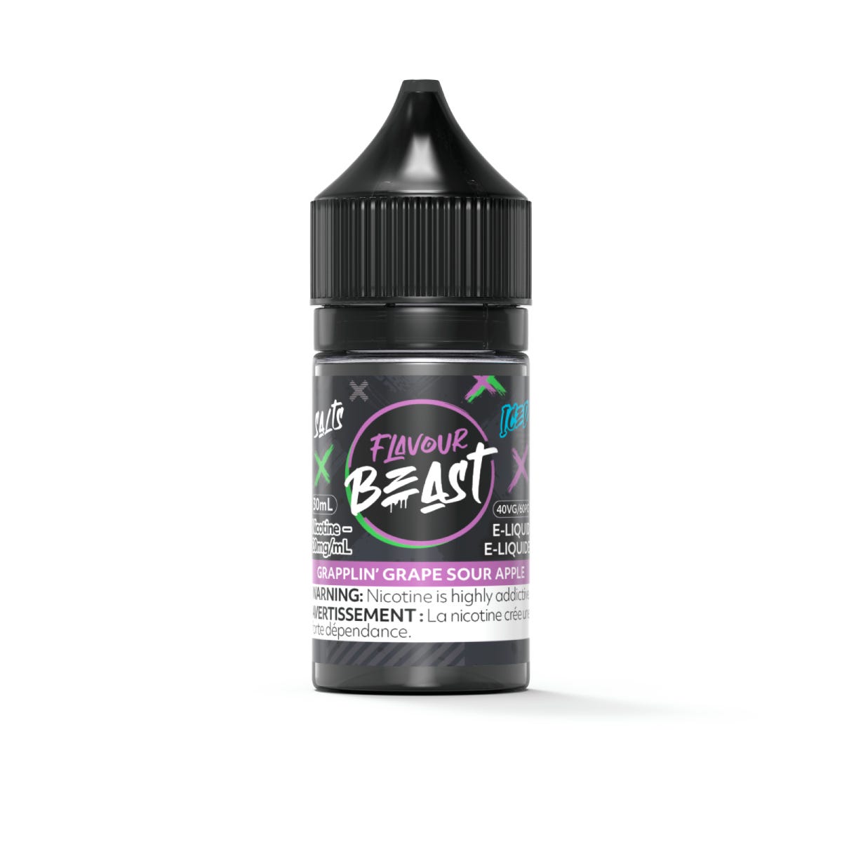 Grapplin' Grape Sour Apple Iced-Flavour Beast E-Liquid Salt 30ML