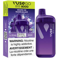 Vuse GO 8000 disposable vape device with packaging on a white background