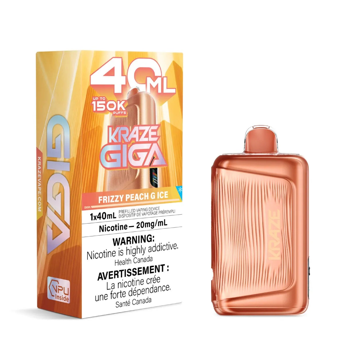 Frizzy Peach G Ice Kraze Giga 150K Disposable Vape 40mL
