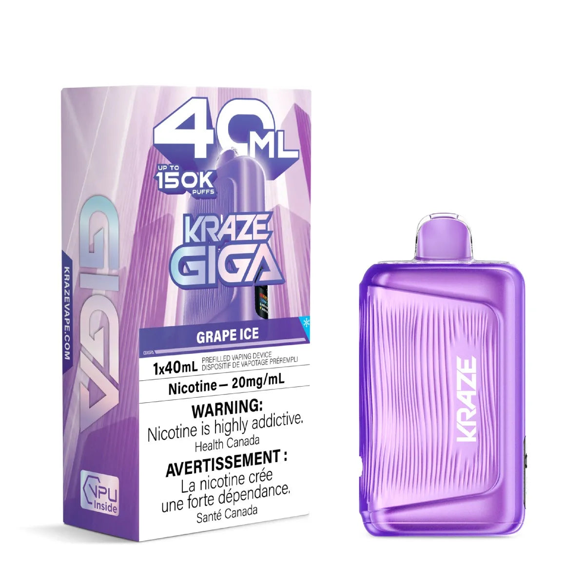 Grape Ice Kraze Giga 150K Disposable Vape 40mL