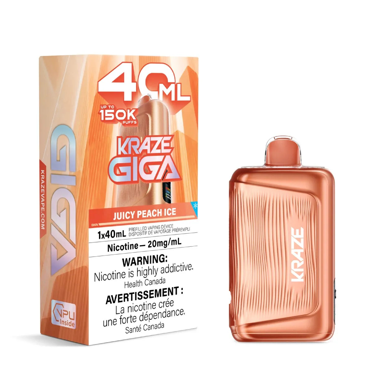 Juicy Peach Ice Kraze Giga 150K Disposable Vape 40mL