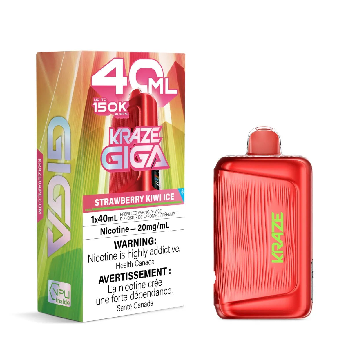 Strawberry Kiwi Ice Kraze Giga 150K Disposable Vape 40mL