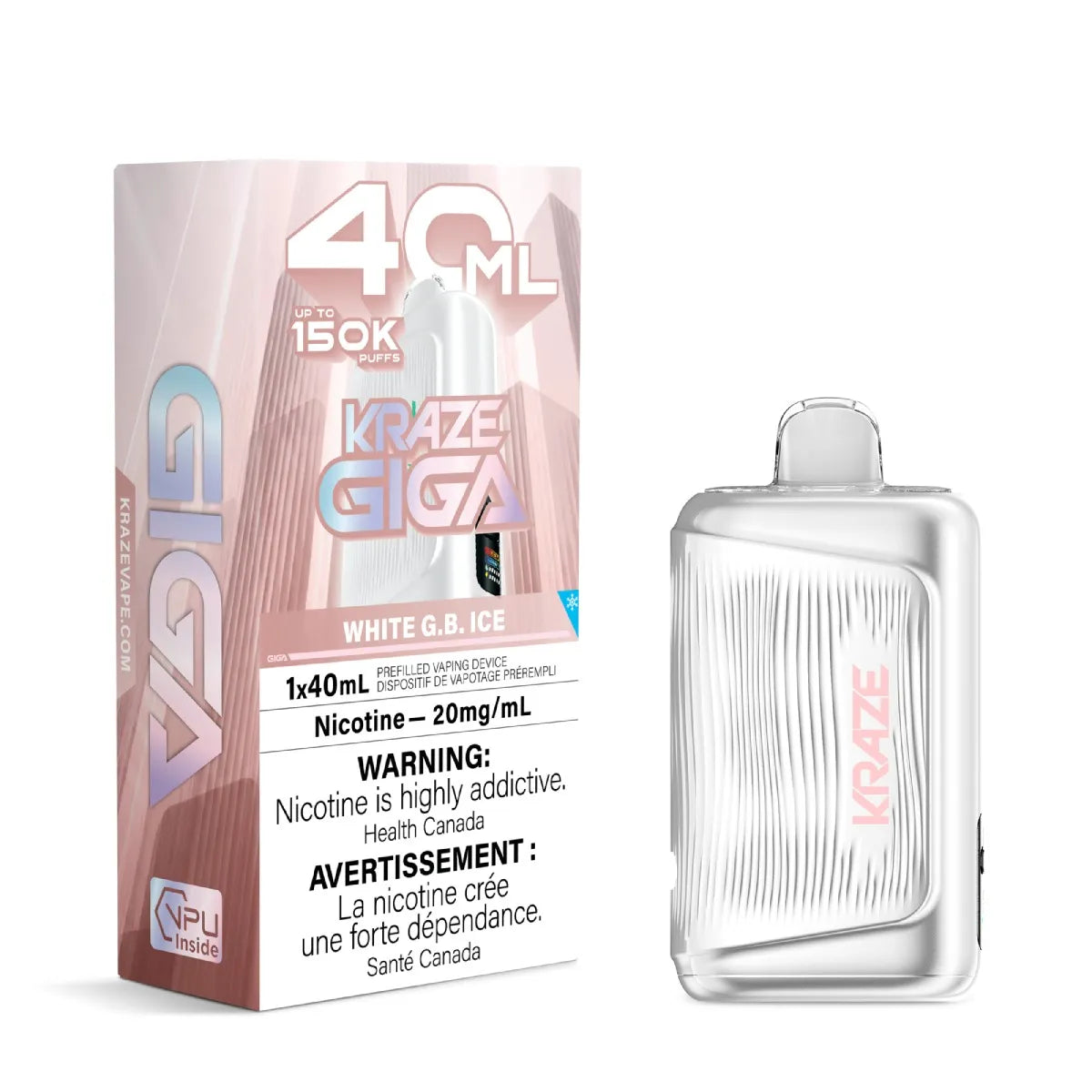 White G.B. Ice Kraze Giga 150K Disposable Vape 40mL