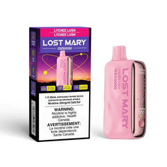 Lost Mary pink disposable vaping device with packaging on a white background