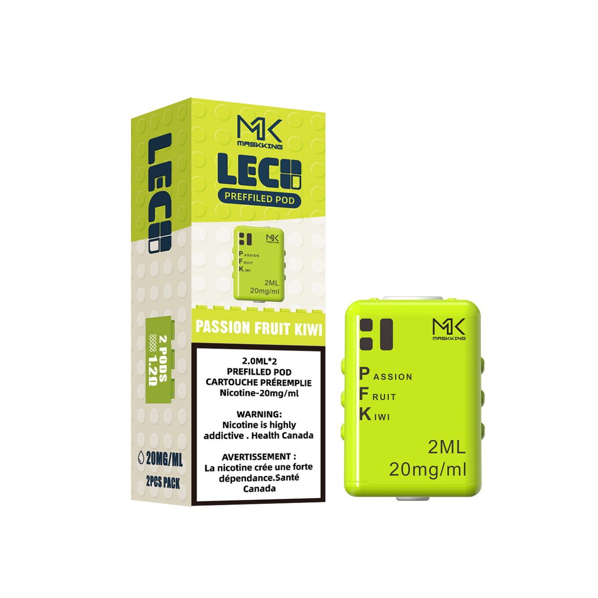 Passion Fruit Kiwi Maskking Leco 2400 Pod(2 Packs)