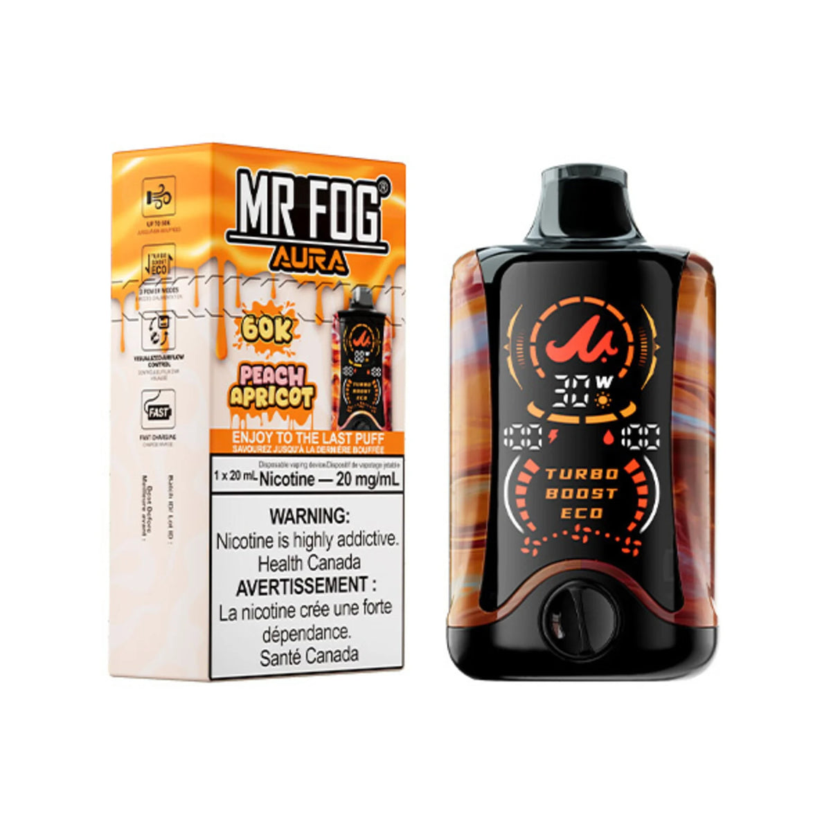 Peach Apricot  Mr. Fog Aura 60K Disposable Vape