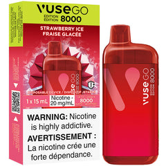 Red Vuse GO disposable vape device with packaging on a white background