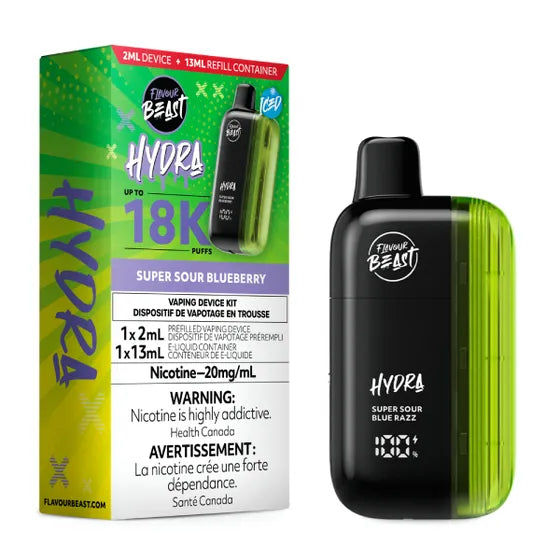 Super Sour Blueberry Iced Flavour Beast Hydra 18K Disposable Vape